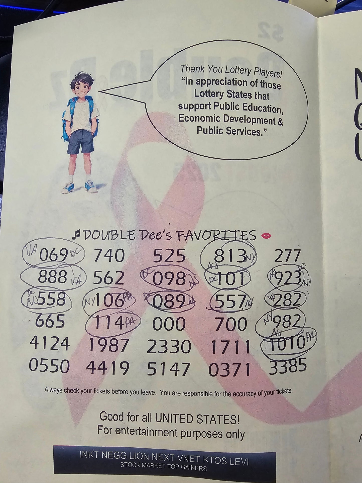 Double Dz - Lottery Tip Sheet