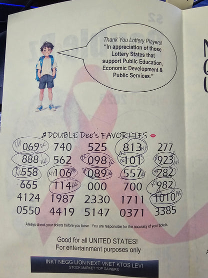 Double Dz - Lottery Tip Sheet
